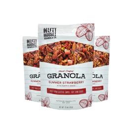 NutHouse! Granola Company - Premium Summer Strawberry Granola | Certified Gluten-Free, Non-GMO, Kosher | Vegan, Soy-Free | 11.5 oz. Bag (3-Pack)