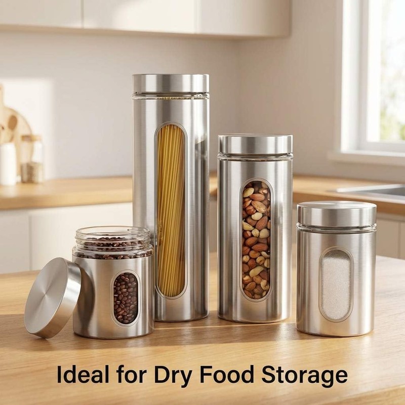 QWORK 4pc Stainless Steel Canister Set with Airtight Lids and