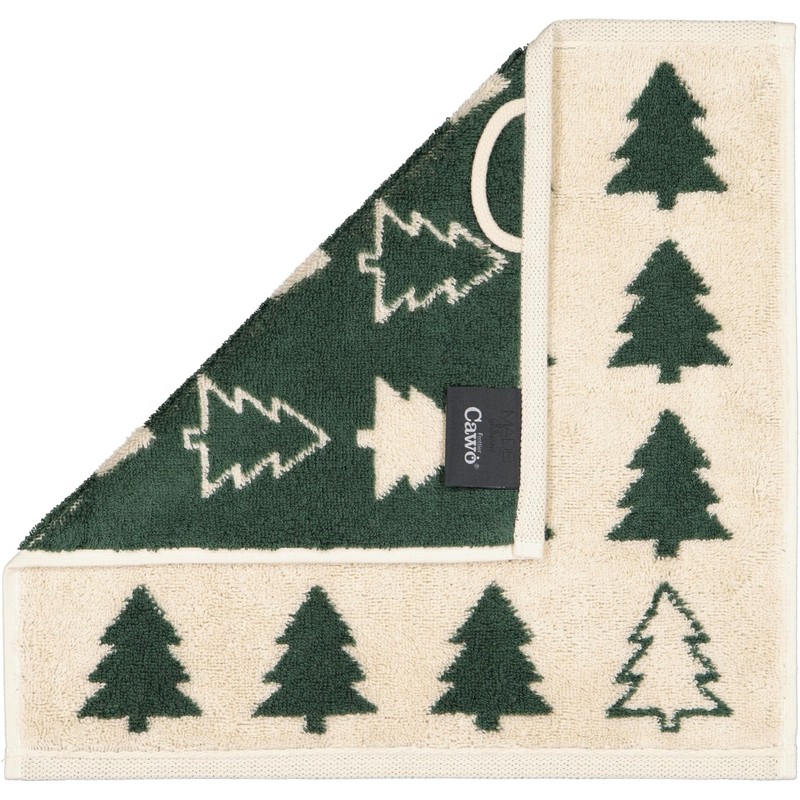 Cawö Home Flannels Christmas Edition Christmas Trees 794 Natural Green