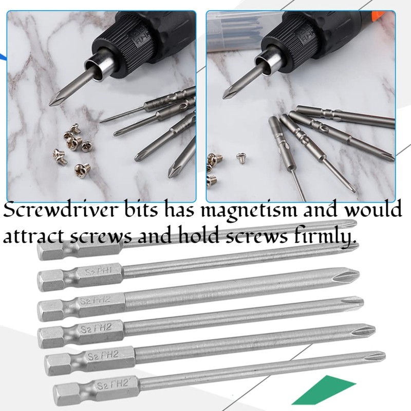 10pcs Phillips and Flat Head Screwdriver Bits Set S2 Steel