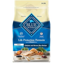 Blue Buffalo Blue Buffalo Life Protection Formula Adult Dry Dog Food, Helps Build and Maintain Strong Muscles, Made with Natural Ingredients, Chicken & Brown Rice Recipe, 34-lb. Bag