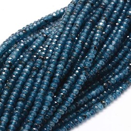 Agate & Jasper Gemstone Strand Beads, 4 mm, Rondelle, 110 Pieces, Semi-Precious Stone for Jewellery, Necklace, Bracelet (Navy Blue)