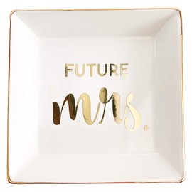 ModParty Future Mrs Dish Small Ceramic Ring Trinket Wedding Gift for Bride Trinket Tray Bridal Shower Engagement Gift