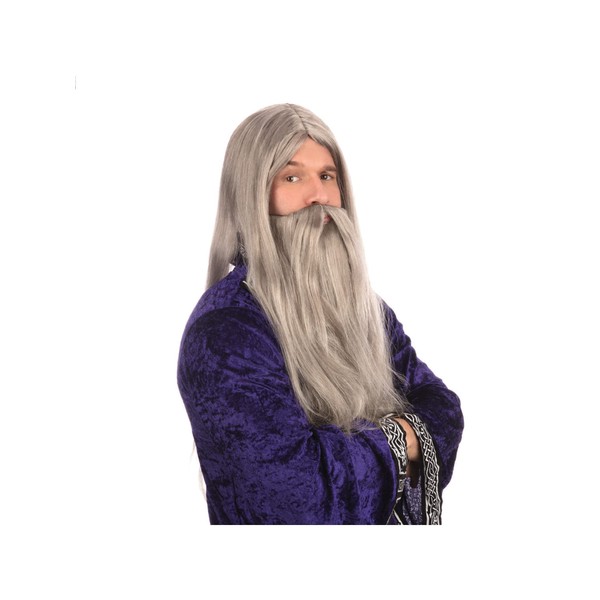 Bristol Novelty BW909 Wizard Wig and Long Beard, Mens, Grey, One Size