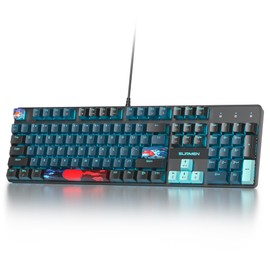Ussixchare Full Size Mechanical Keyboard, Creamy Keyboard with Number Pad, 104 Keys Wired Gaming Keyboard with Red Switch, RGB Backlit for PC Laptop