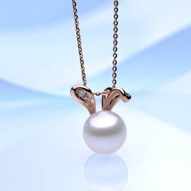 Easter Bunny Rabbit Pendant Cultured Pearls Necklace for Women Teen Girls S925 Sterling Silver Delicate Animal Jewelry Gifts for Daughter
