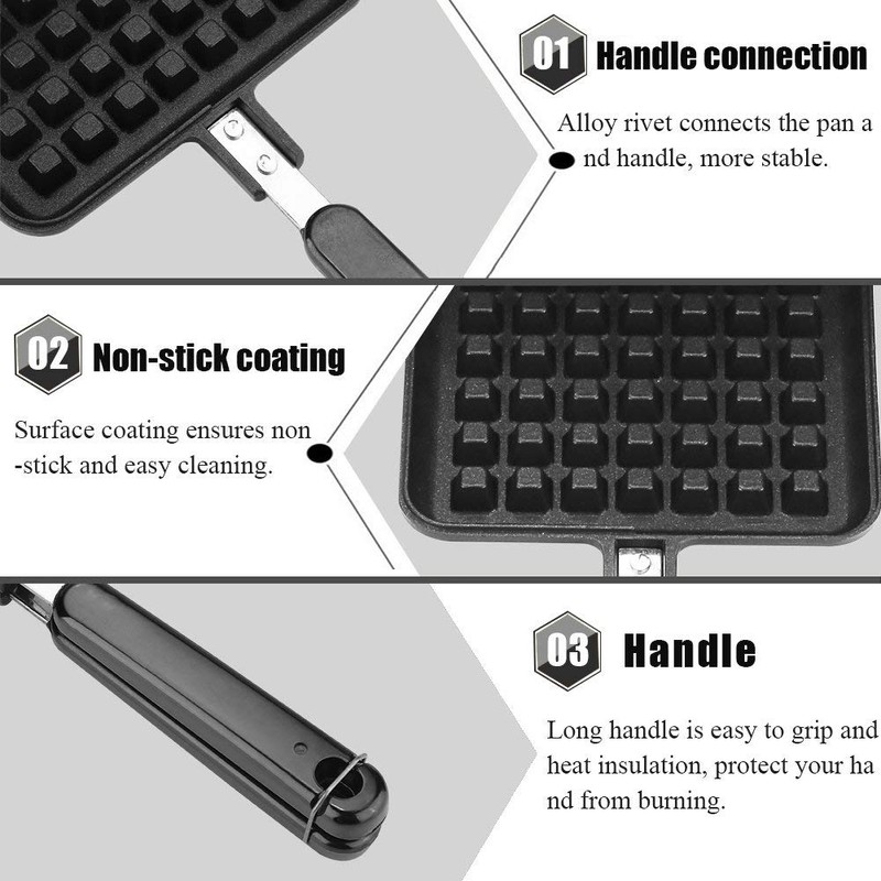 Non-Stick Waffle Iron, 30 x 14.5 cm Sandwich Maker with