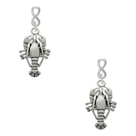 Delight Jewelry Silvertone Antiqued Lobster Silvertone Infinity Post Earrings