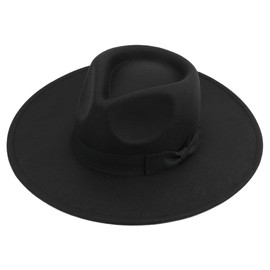 Pro Celia Big Wide Brim Women Fedora Hat (Peach-Black)