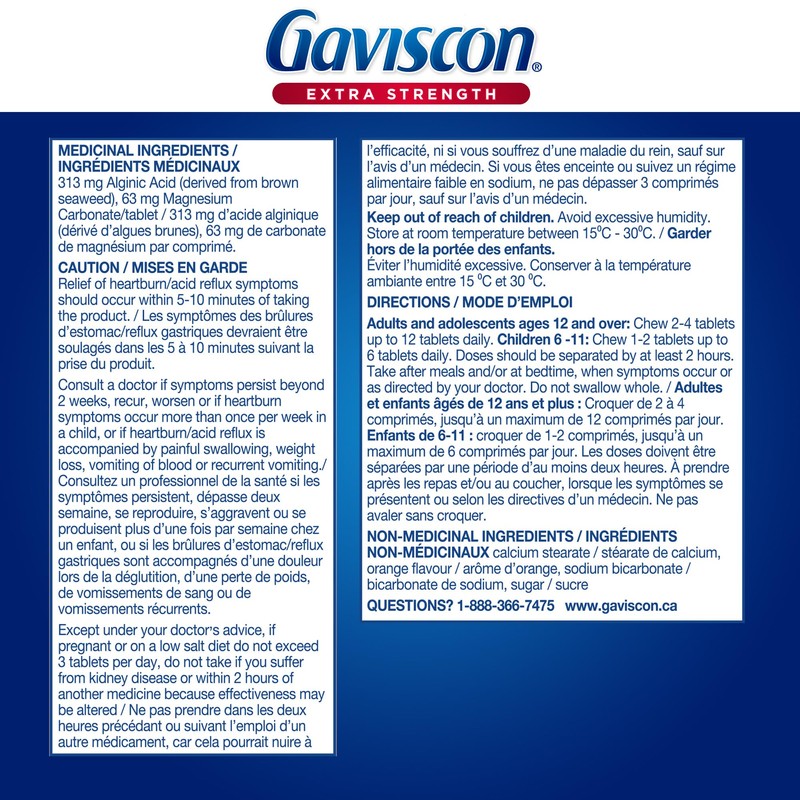 Gaviscon Extra Strength Orange Burst 60 Chewable Foamtabs