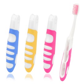 Travel Toothbrush, Portable Travel Toothbrush Set, 3Pcs Mini Toothbrushes, Medium Soft Bristle, Small Folding Tooth Brush Traveling Size Toothbrushes for Women Home Camping(Blue, Green, Pink)