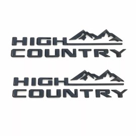 2Pcs High Country Emblems Side Door Letter Logo Car Badge Nameplate Replacement for 2019-2025 Tahoe Silverado (2Pcs Side Emblems - Glossy Black)