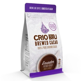 Crio Bru Brewed Cacao Ecuador French Roast Coffee Alternative 100 Percent Pure Cacao Beans 99 Caffeine Free 24 Ounce Non Organic