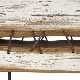 Deco 79 Wood Whale Handmade Decorative Sculpture Home Decor Statue with Painted White Accents and Metal Details, Accent Figurine 25" x 5" x 19", Brown