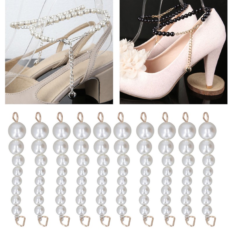 10Pcs Pearl Shoe Chains Polished ABS Resin Metal Buckle Widely