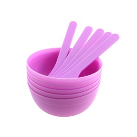 CXMTECH 5PCS Slime Making Tools Purple PP Plastic Bowl With Glue Mixing Spoon DIY Beauty Makeup Mask Slime Bowl For Crafts