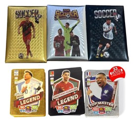 Soccer Trading Cards 2025-26 | 3 Packs - 33 Collectible Football Cards for Fans & Players Black, Gold & Silver Soccer Mystery Cards Packs Random Cards in Each Set - Collect Them All