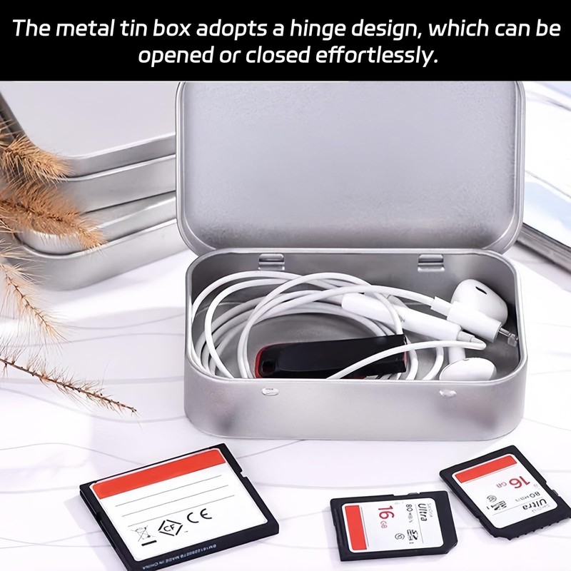 Gaaines 2 Pcs Rectangular Small Tin Boxes,Metal Tins Rectangular Empty