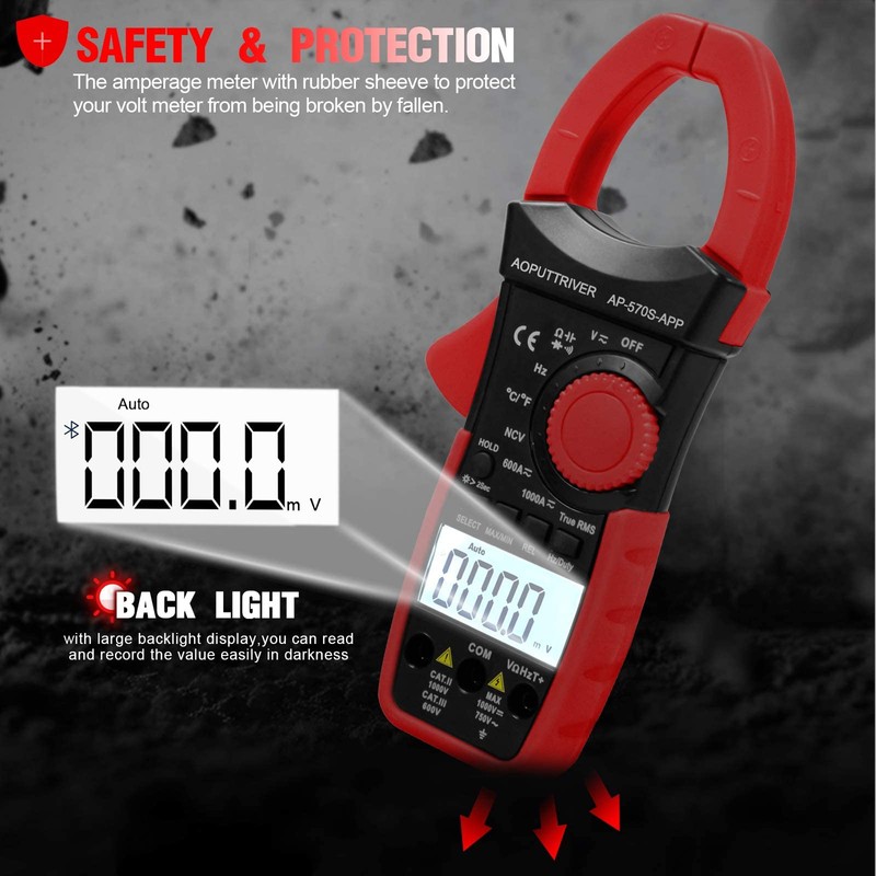 AP-570S-APP 6000Count Bluetooth Clamp Meter Digital Multimeter Clamp Meter with
