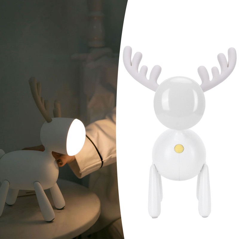 LED Night Light Cartoon Deer Shaped Table Lamp 1200mAh USB
