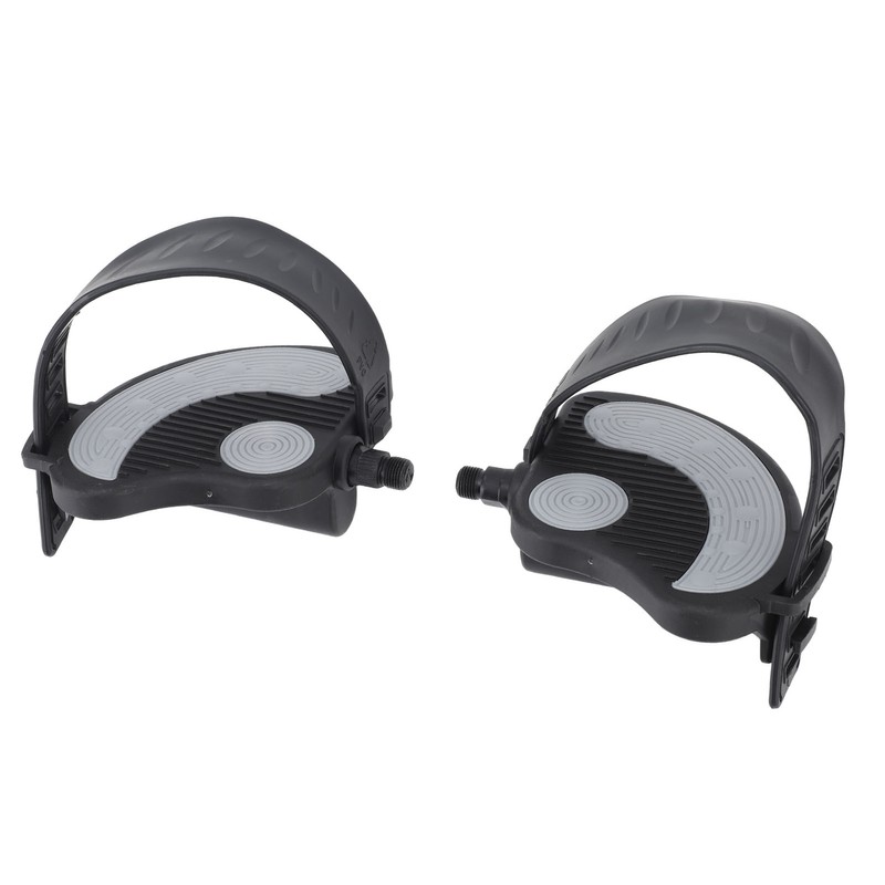 2PCS Exercise Bike Pedals with Straps PP PVC Stainless Steel