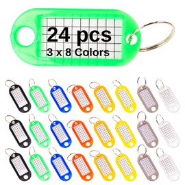 Your Day Mate Key Fob for Labelling, with Key Ring, with Label Window, Key Plate with Split Ring, Key Labels, Key Labels, Key Organisation, 8 colours mix set, 24 pieces