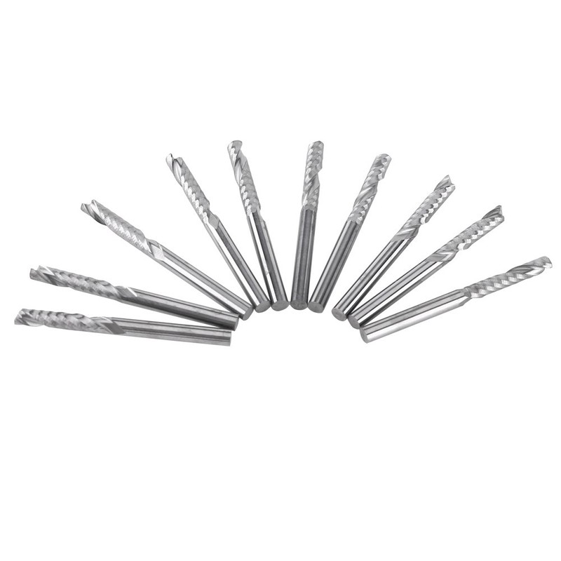 Tungsten Carbide End Mill, 3.175(1/8 inch) x17mm Flute Spiral Tungsten