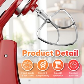 KAROXY Stainless Steel Flat Beater for KitchenAid 4.5-6 Qt Tilt-Head Mixer, Paddle Attachment for K45SS & Professional 600, Dishwasher Kitchen Aid Paddle Replacement Attachment