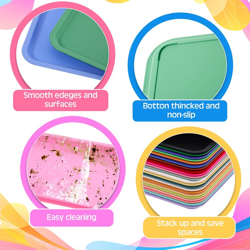 Mumufy Plastic Fast Food Trays Bulk Colorful Restaurant Serving Trays