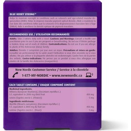 New Nordic Blue Berry Strong - Eye Support Supplement with Bilberry & Lutein - Improves Macular Pigmentation Levels - Non-GMO, Gluten-Free & Dairy-Free - 60 Vegan Tablets