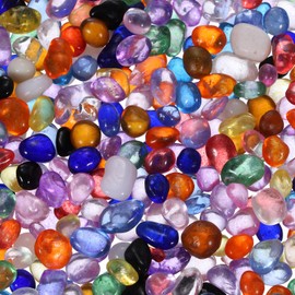 uxcell Glass Stones, 907g/2 lbs Glass Pebbles Marbles Artificial Beads Gem Stones for Display Vase Filler Terrarium Flowerpot Decoration (5-9 MM, Multicolor)
