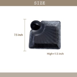 FYUEROPA Ceramic Dumpling Plate with Dipping Saucer, Sushi Dish, Serving Plate Chips and Snack Plate, Japanese Plate, 7.5 Inch, Set of 2