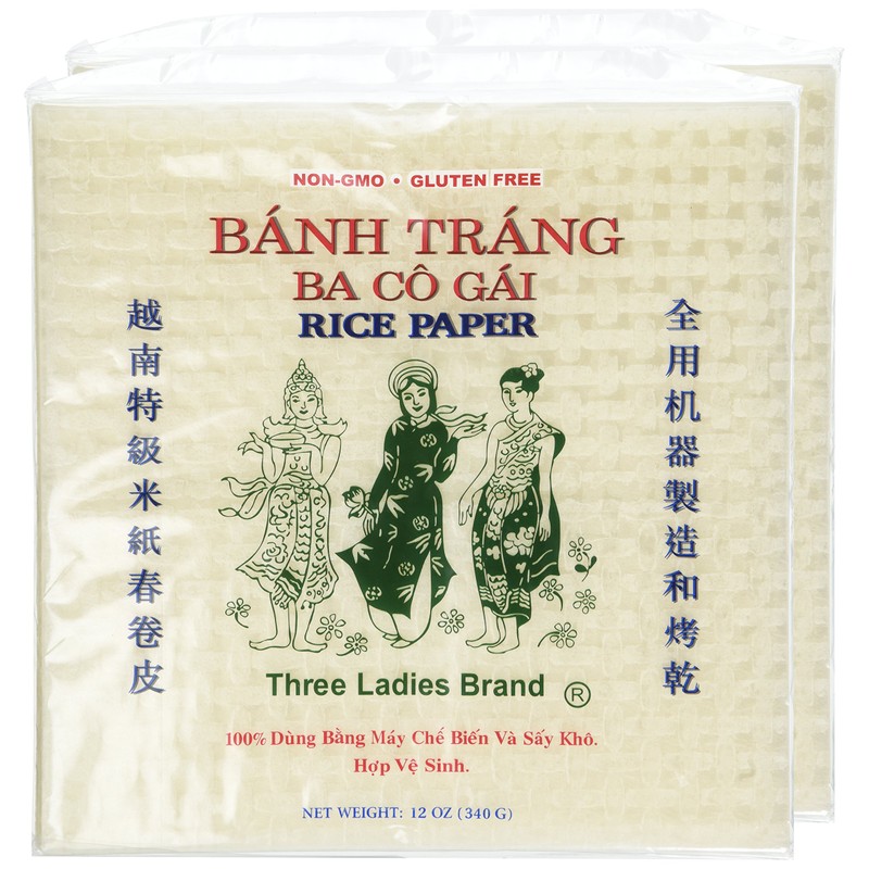 2 Packs Square Three Ladies Rice Paper Wrappers (22cm)