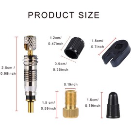 KEWAYO Presta Valve Core Tool Set, 18Pcs Valve Repair Kit, with Plastic Caps and Valve Adapter Brass Valve Core Replacement for Cycling MTB Road Bike