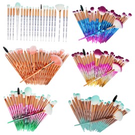Healeved 40pcs Makeup Brush Set Transparent Handle for Golden Cosmetic Tools for Foundation Eyeliner Lip and Blush Applications for Birthdays and Festivals