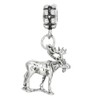 LGU Sterling Silver Oxidized 3D Medium Moose Dangle Bead Charm