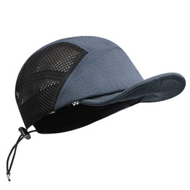 CLAPE Mesh Cap Men's Short Peak 5 Panel Baseball Cap Flat Brim Baseball Cap Breathable Sports Cap Low Profile Dad Hat Unstructured Trucker Cap, DY13-Gray