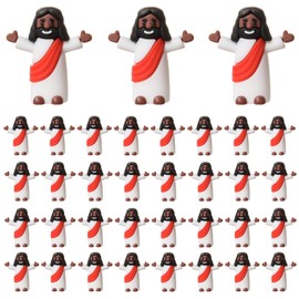 ARCHCRTC 50 Pcs Little Black Jesus Figurine Tiny Jesus Figures Mini Religious Christ Savior Doll for Hide and Seek Sunday Easter Egg Stuffers Baptism Gift (50, Red)