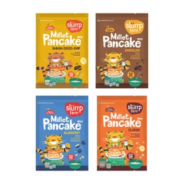 Slurrp Farm Millet Pancake Mix Trial Pack | 4 Flavors: Banana Choco Chip, Chocolate, Blueberry, Classic | No Added Sugar or Salt | Healthy Kids Breakfast | 1.76 Oz (Pack of 4)