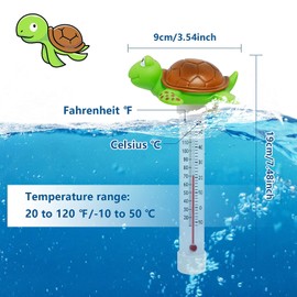 Unipool Floating Pool Thermometer, Large Display with String Easy to Read, Shatter Resistant, for Outdoor & Indoor Swimming Pools, Spas, Hot Tubs & Aquariums (Turtle)