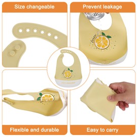 ZHIYUEYEYP 3 Pieces Baby Silicone Bibs, Soft Silicone Feeding Bibs, Waterproof Baby Feeding Bibs with Food Catcher for Toddlers 6 to 48 Months