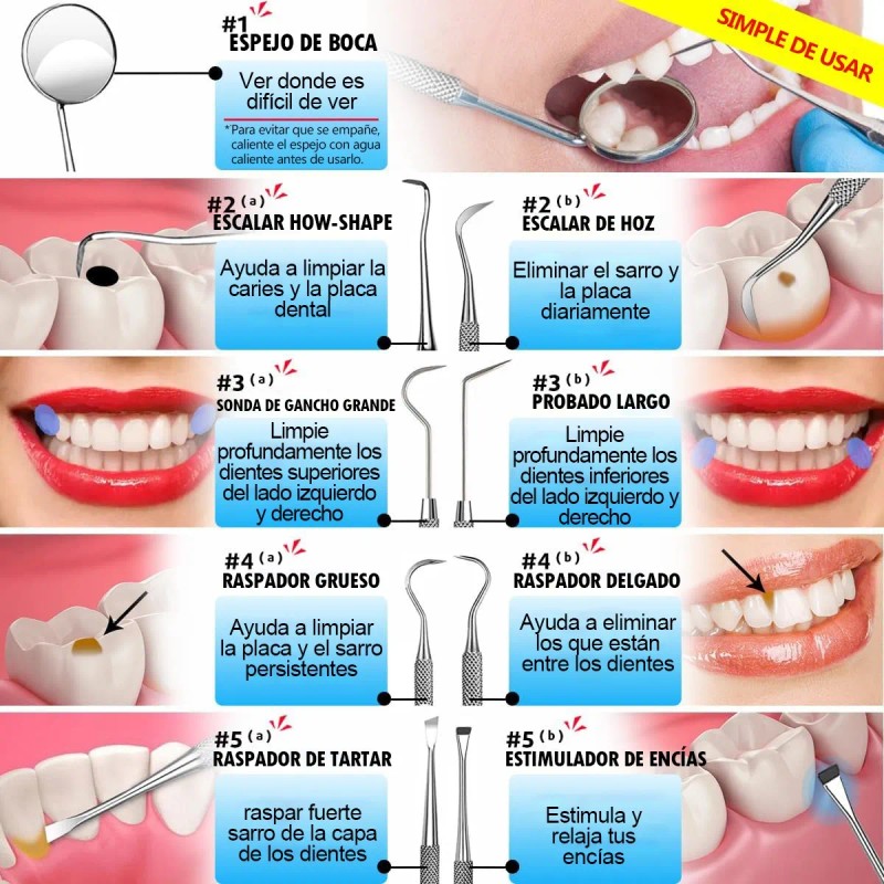 Herramientas De Limpieza Dental Quita Sarro Higiene Bucal 11