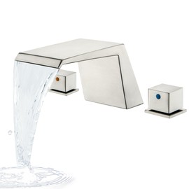 LIWEIKE Roman Tub Faucet, Brushed Nickel Bathtub Faucet Set with 2 Handle Waterfall Tub Faucet for 3 Hole
