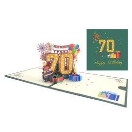 scicent Geburtstagskarte 70. Mann Geburtstagskarten 70. Pop Up Karte Geburtstag Grußkarte 3D Geburtstag Karten mit Umschlag für Frau Mann Mütter Mädchen Freunde - 20436