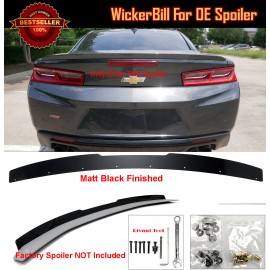 SDeelCase G2 Rear Gurney Flap Matt Black Decklid Wickerbill For 16-Up Camaro RS Spoiler
