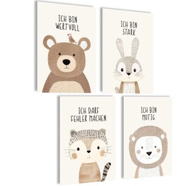 mojoliving Pictures for Children's Room Boys Baby Room Poster Set Wall Pictures Nursery Girls Baby Room Decoration Pictures for Baby Room Decoration (Affirmations)