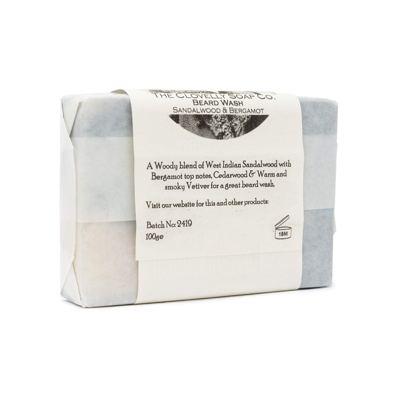 Clovelly Soap Co Natural Handmade Beard Shampoo Soap Bar Sandalwood