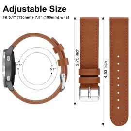Amzpas Bracelet for Garmin Vivoactive 4S/Venu 3S/Venu 2S/Vivomove 3S Bracelet Women Men, 18 mm Leather Sports Replacement Strap for Garmin Forerunner 255S/265S (Brown)