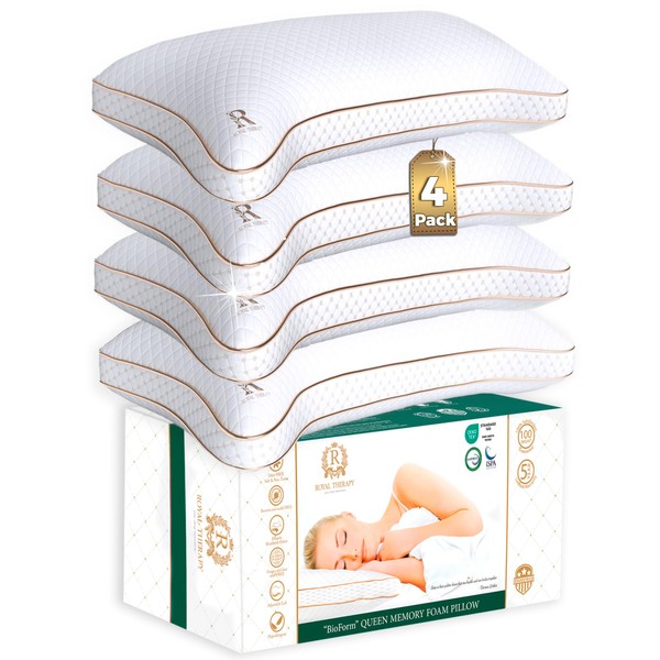 Royal Therapy King Pillows 4-Pack - Shredded Memory Foam Pillows