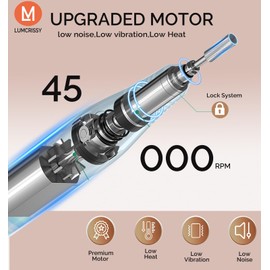 45000RPM Electric Nail Drill with EVA Case & Holder, Professional Rechargeable Nail File Machine with 2×2000mAh Battery 13 Drill Bits ,Cordless Efile Kit for Manicure Pedicure Salon Home